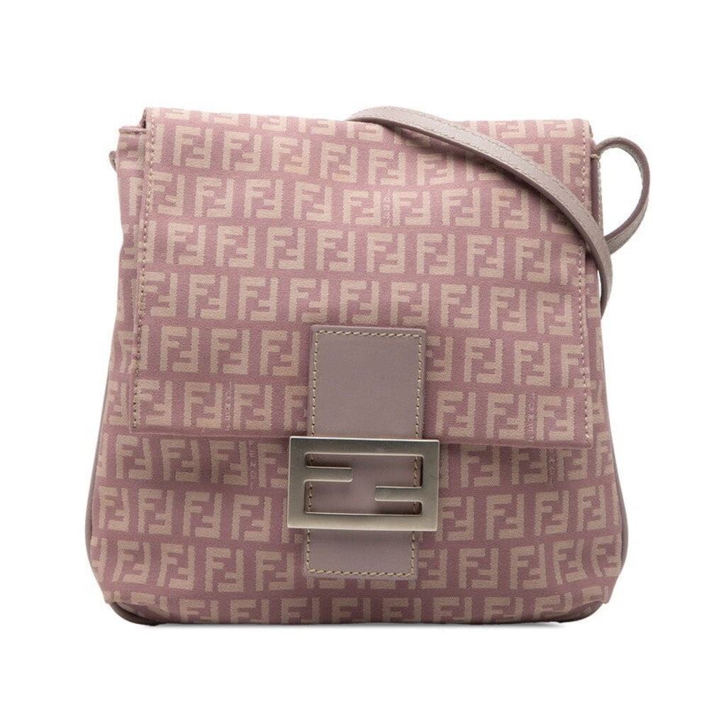 Fendi Zucchino Leather Shoulder Bag Purple